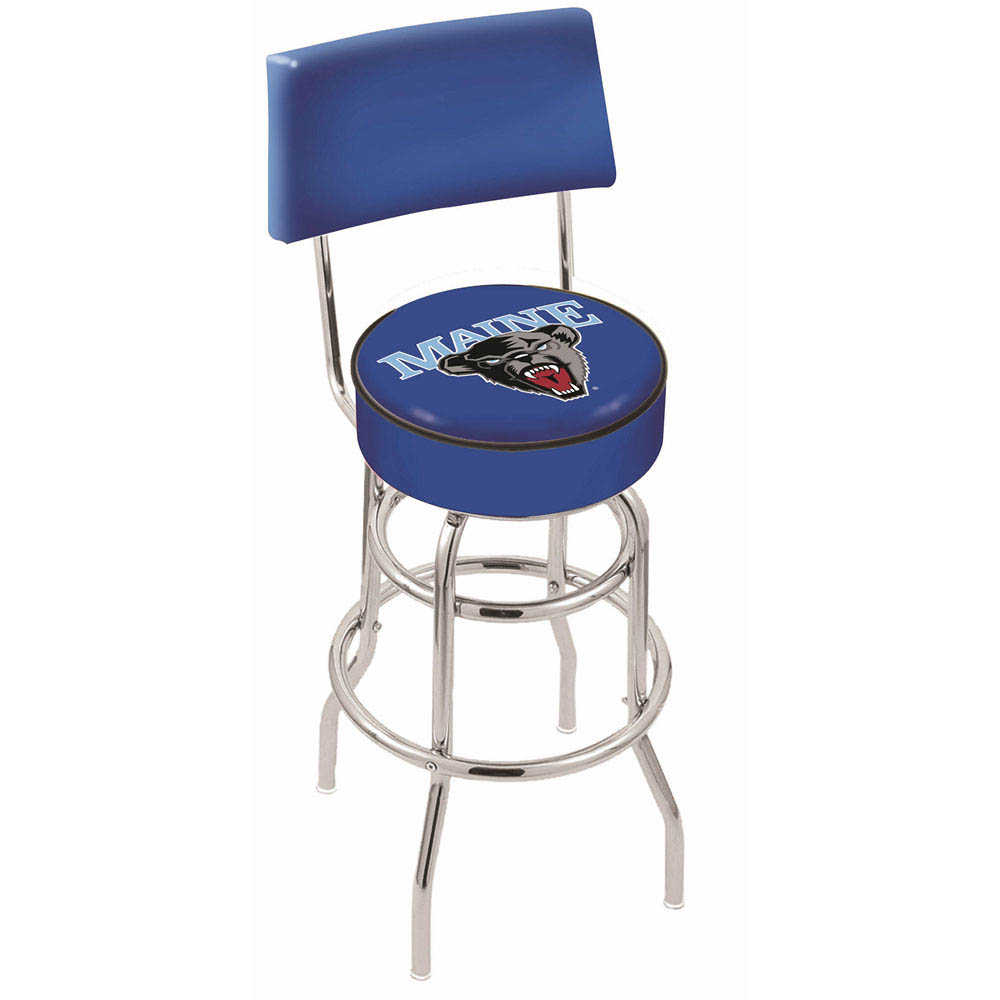 inch Chrome 2-Ring Maine Swivel Bar Stool w/ Back