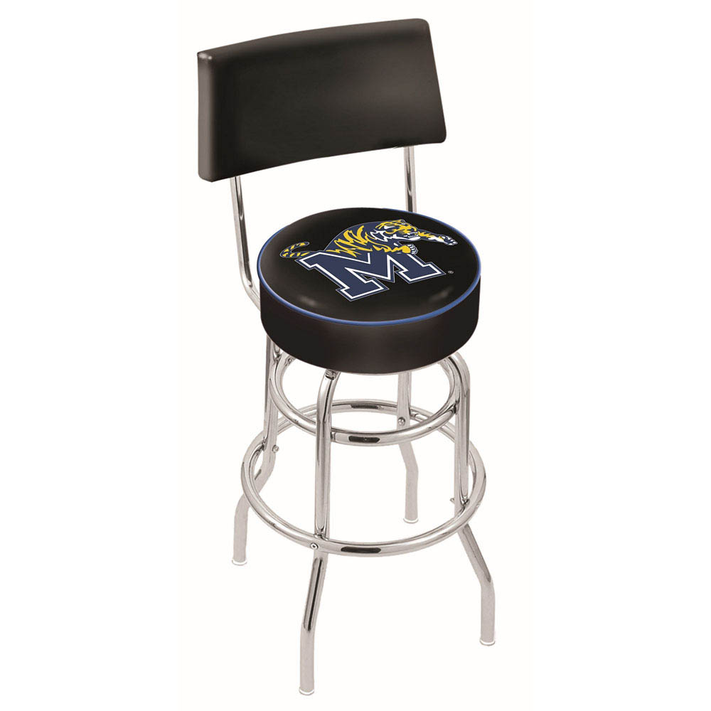 inch Chrome 2-Ring Memphis Swivel Bar Stool w/ Back