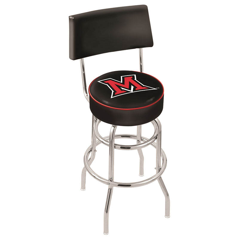 inch Chrome 2-Ring Miami of Ohio Swivel Bar Stool w/ Back