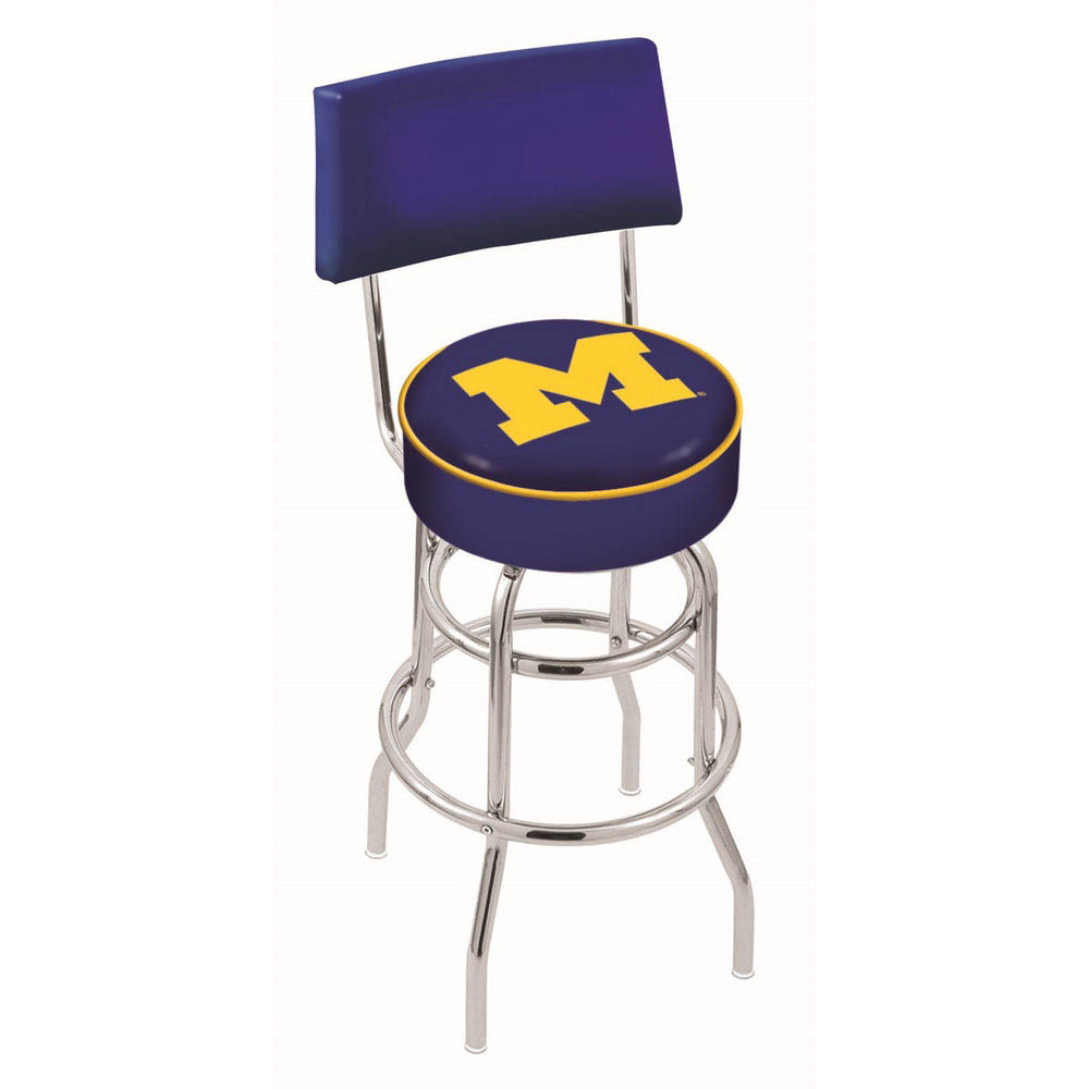 25 inch Chrome 2-Ring Michigan Swivel Bar Stool w/ Back