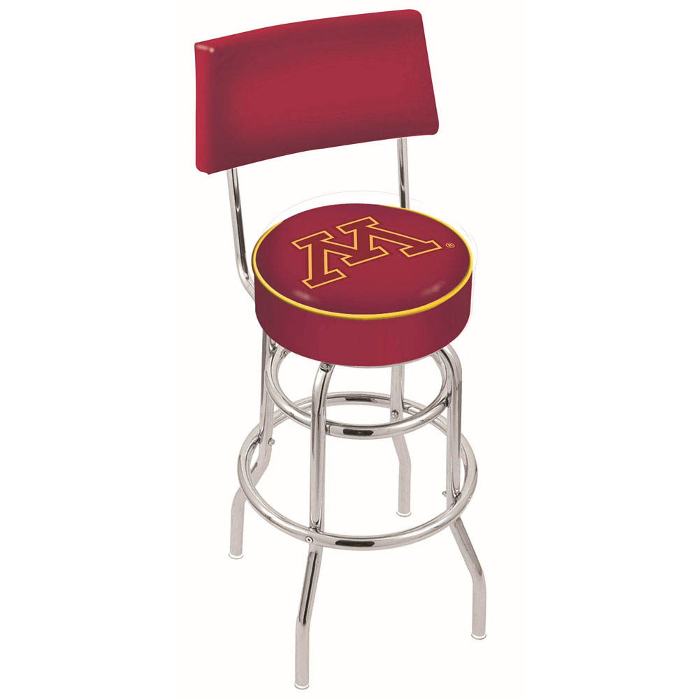 25 inch Chrome 2-Ring Minnesota Swivel Bar Stool w/ Back