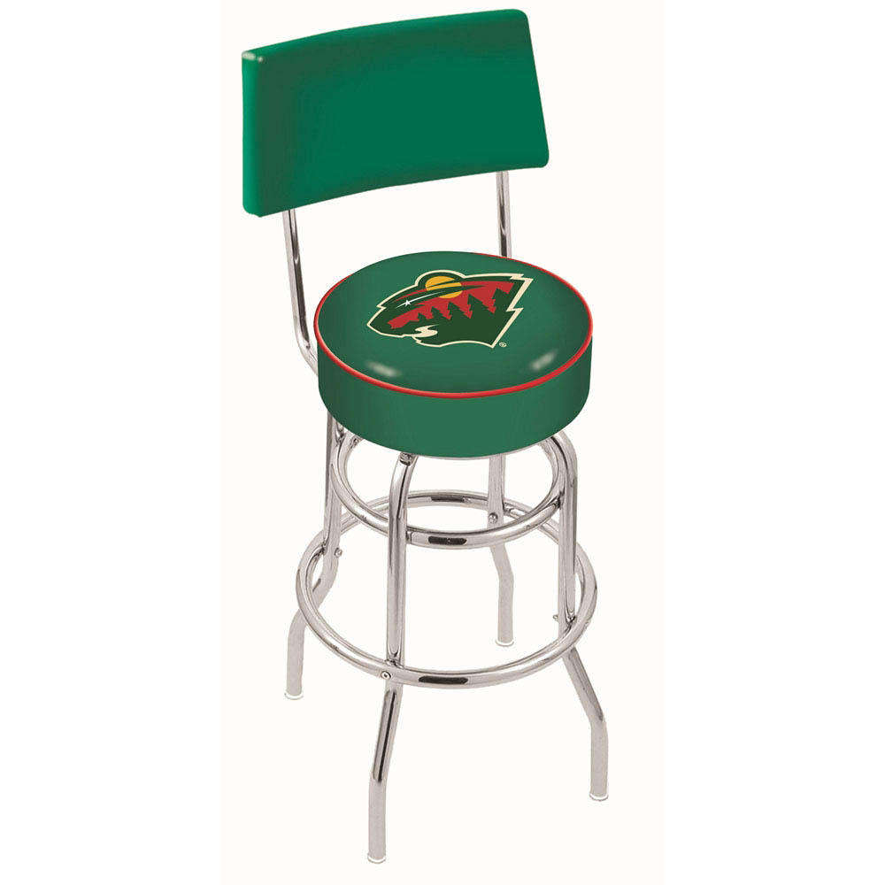 inch Chrome 2-Ring Minnesota Wild Swivel Bar Stool w/ Back