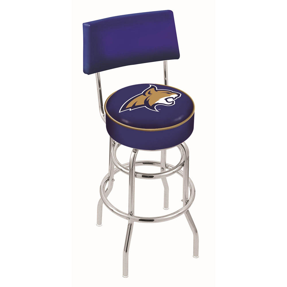 inch Chrome 2-Ring Montana State Swivel Bar Stool w/ Back