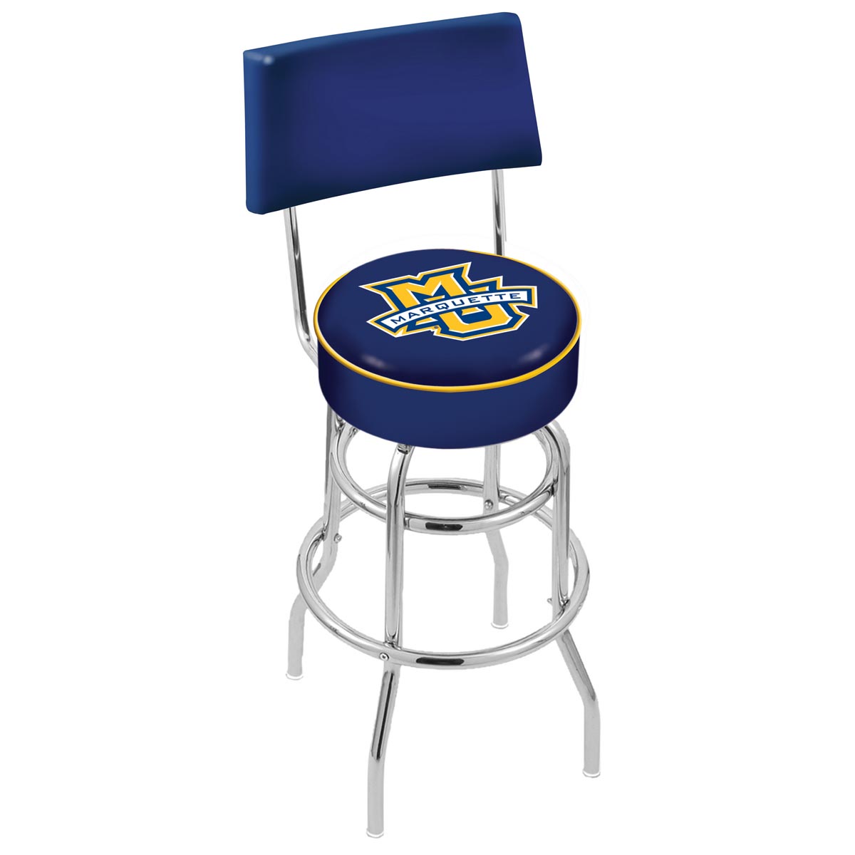 inch Chrome 2-Ring Marquette Swivel Bar Stool w/ Back
