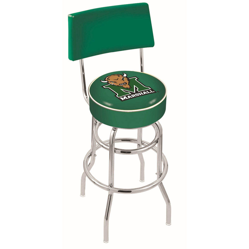 inch Chrome 2-Ring Marshall Swivel Bar Stool w/ Back