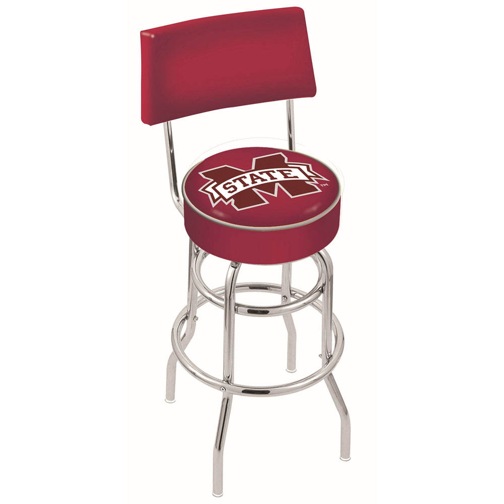 inch Chrome 2-Ring Mississippi State Swivel Bar Stool w/ Back
