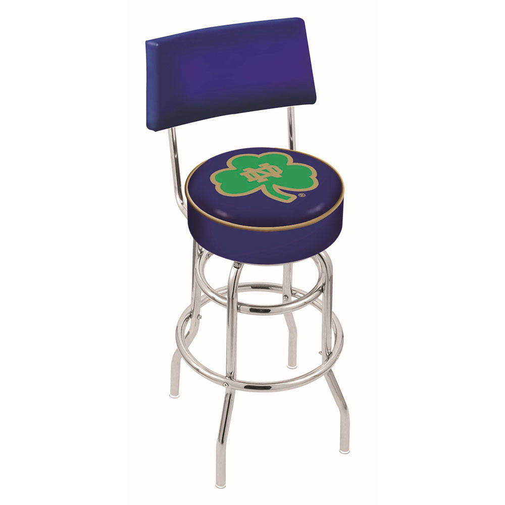 inch Chrome 2-Ring Notre Dame Shamrock Swivel Bar Stool w/ Back