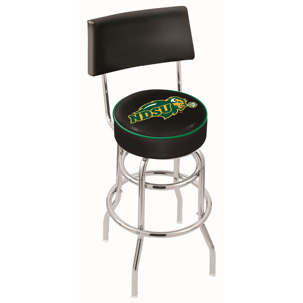 inch Chrome 2-Ring North Dakota State Swivel Bar Stool w/ Back