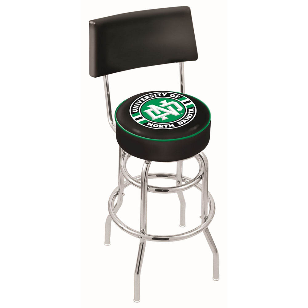 inch Chrome 2-Ring North Dakota Swivel Bar Stool w/ Back