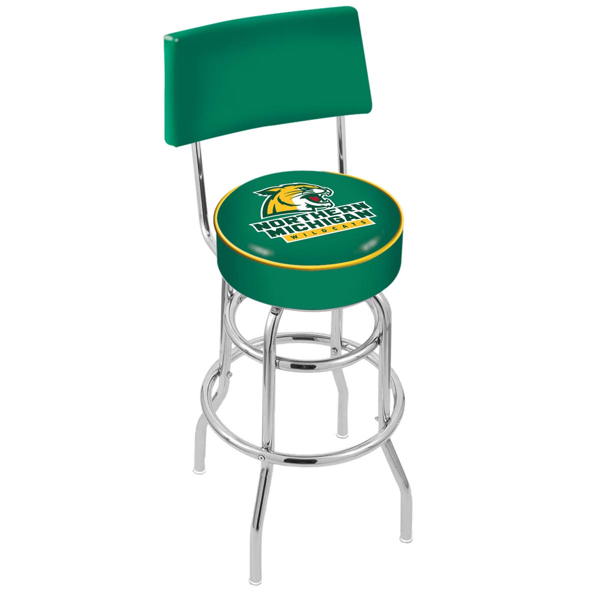 inch Chrome 2-Ring Northern Michigan Swivel Bar Stool w/ Back