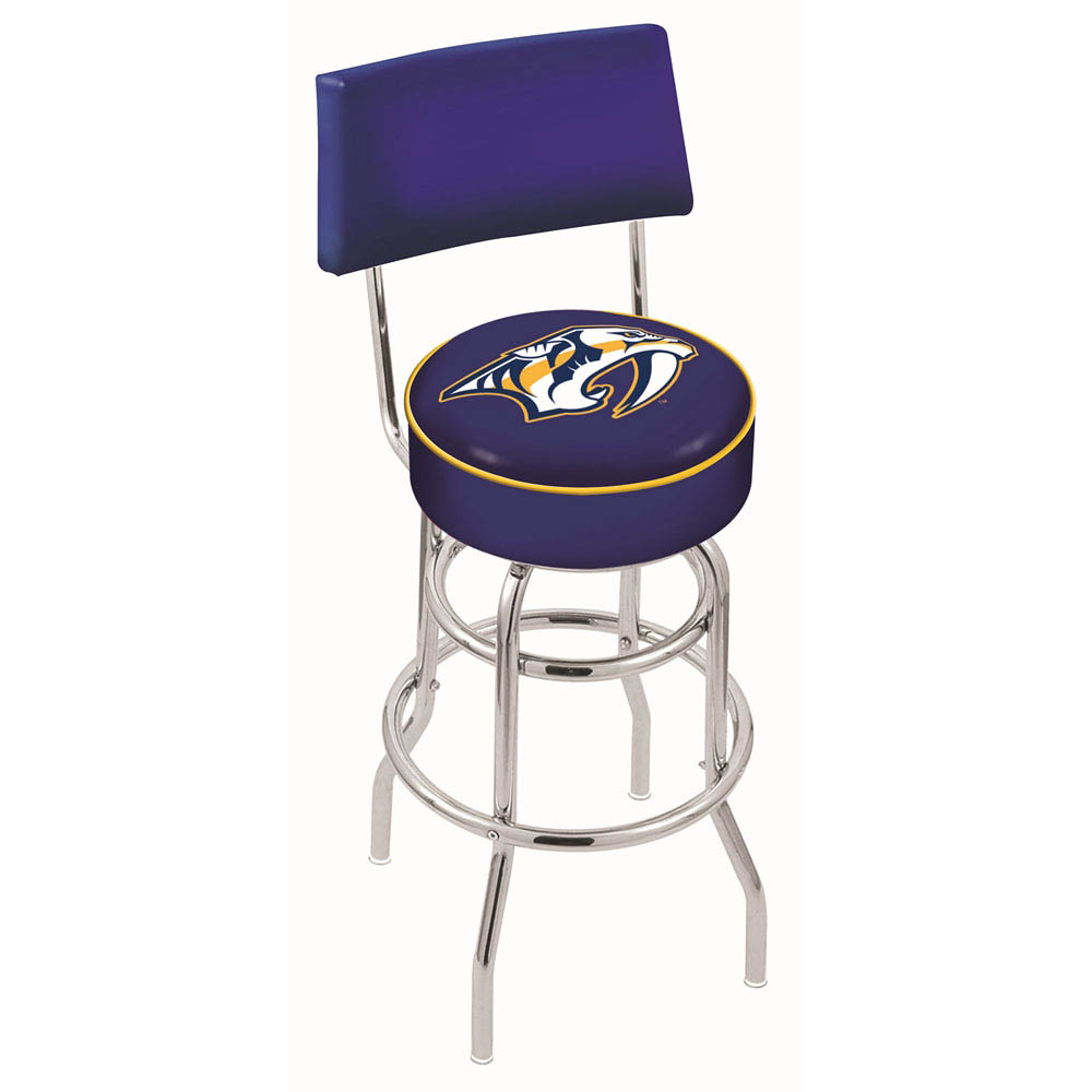 inch Chrome 2-Ring Nashville Predators Swivel Bar Stool w/ Back