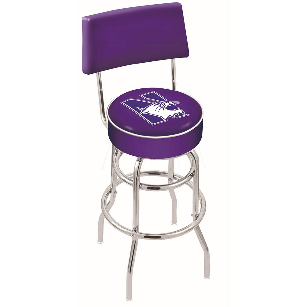inch Chrome 2-Ring Northwestern Swivel Bar Stool w/ Back