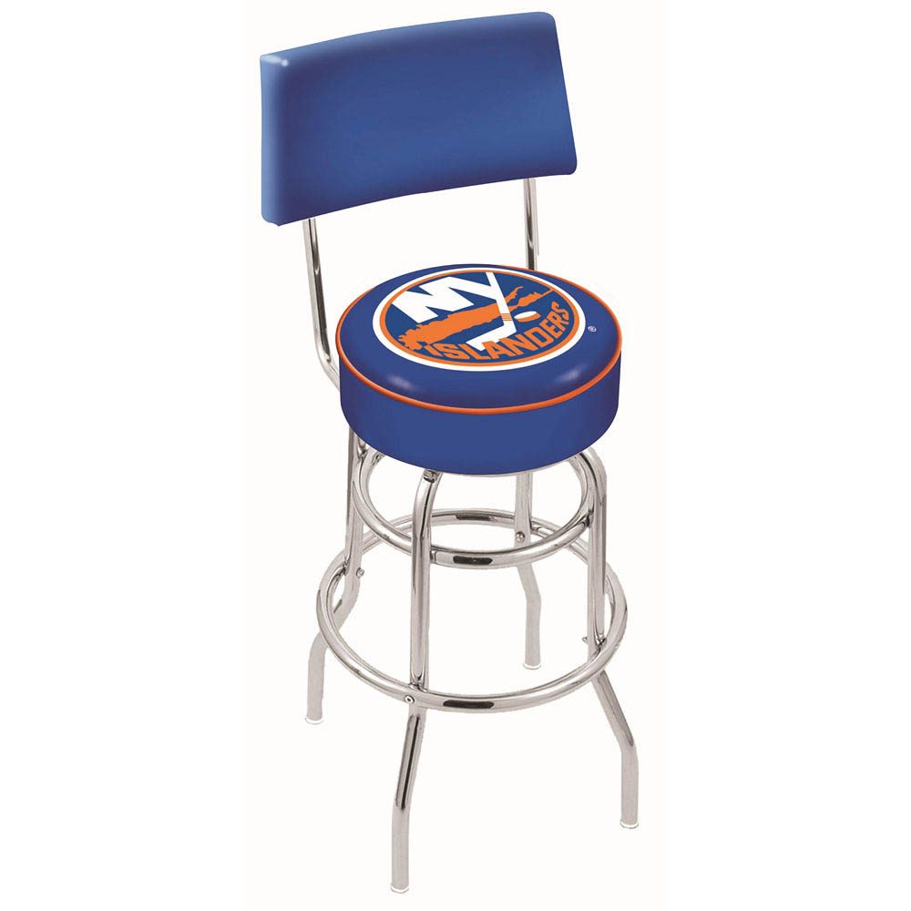 inch Chrome 2-Ring New York Islanders Swivel Bar Stool w/ Back