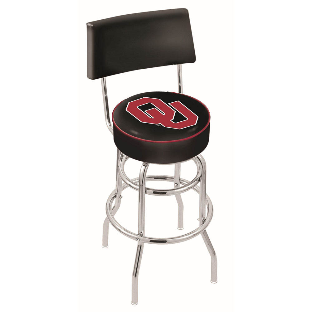 inch Chrome 2-Ring Oklahoma Swivel Bar Stool w/ Back