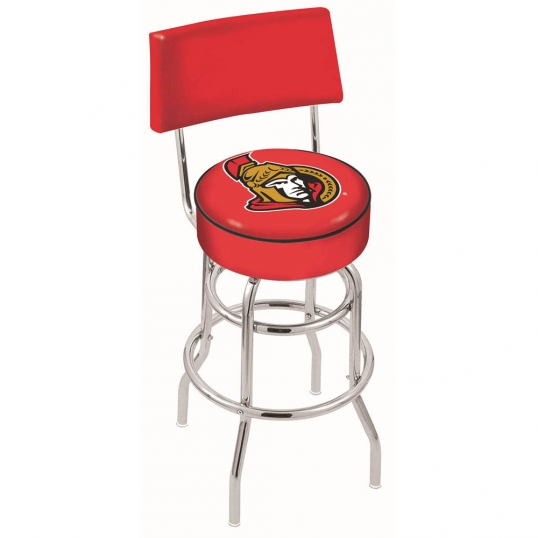30 inch Chrome 2-Ring Ottawa Senators Swivel Counter Stool w/ Back