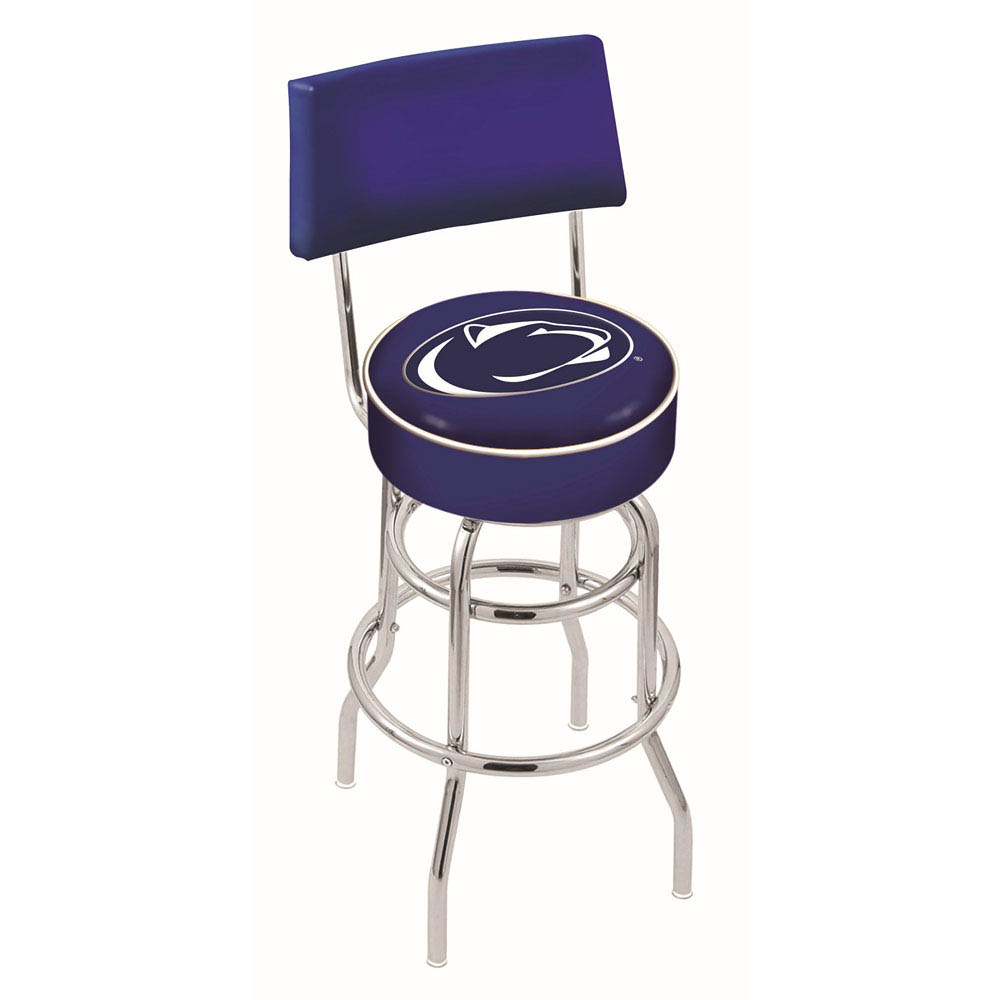 inch Chrome 2-Ring Penn State Swivel Bar Stool w/ Back
