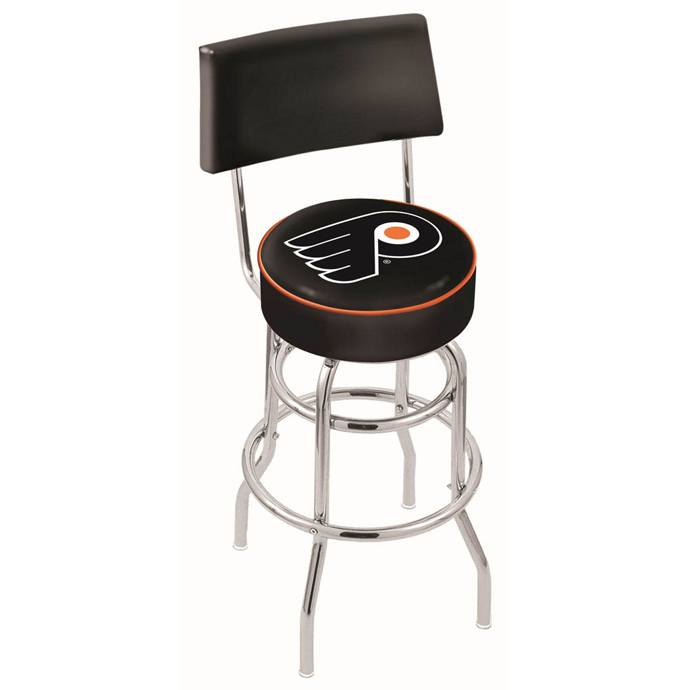 inch Chrome 2-Ring (Black) Philadelphia Flyers Swivel Bar Stool w/ Back
