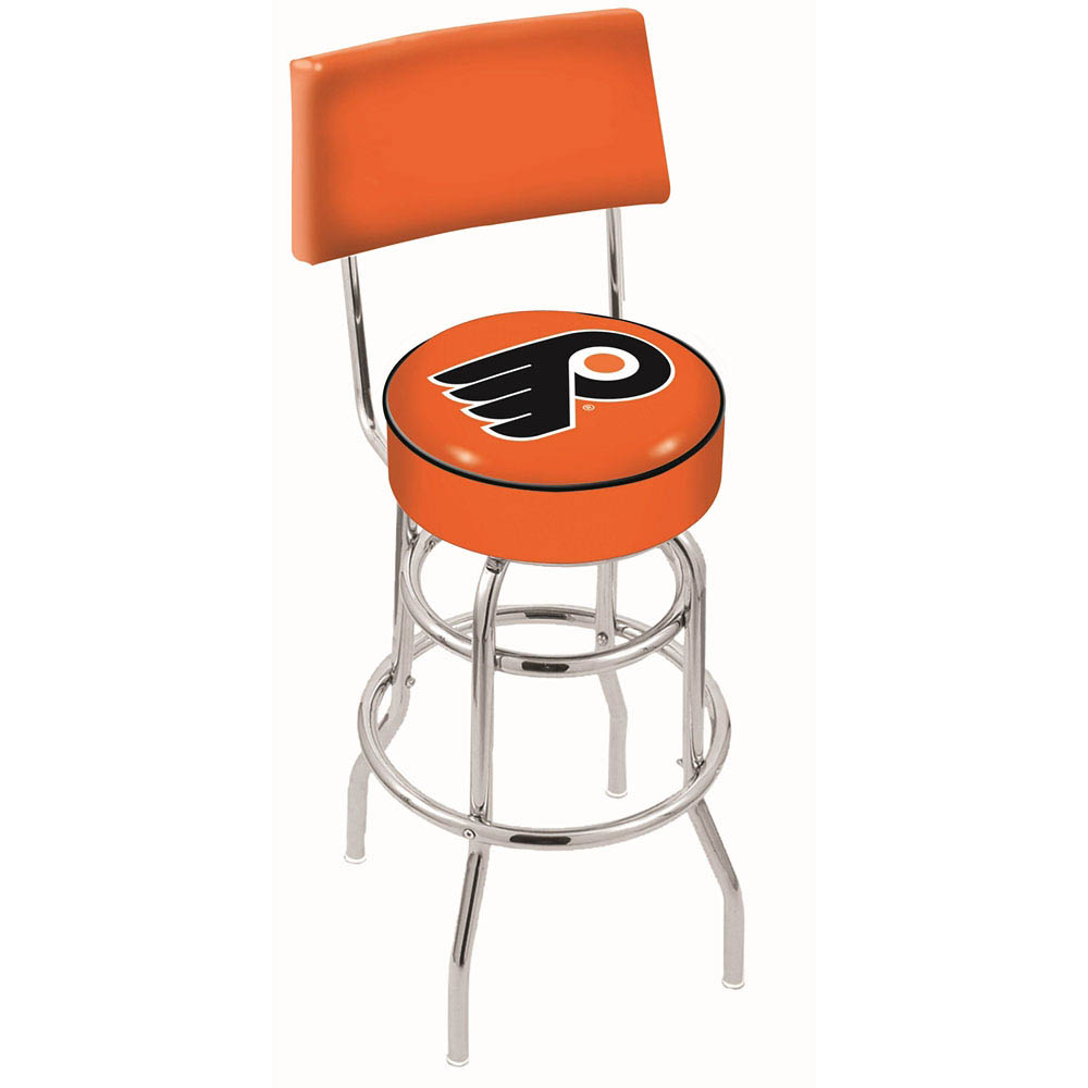 inch Chrome 2-Ring (Orange) Philadelphia Flyers Swivel Bar Stool w/ Back