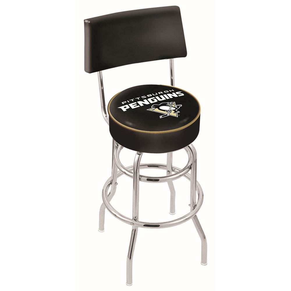 inch Chrome 2-Ring Pittsburgh Penguins Swivel Bar Stool w/ Back