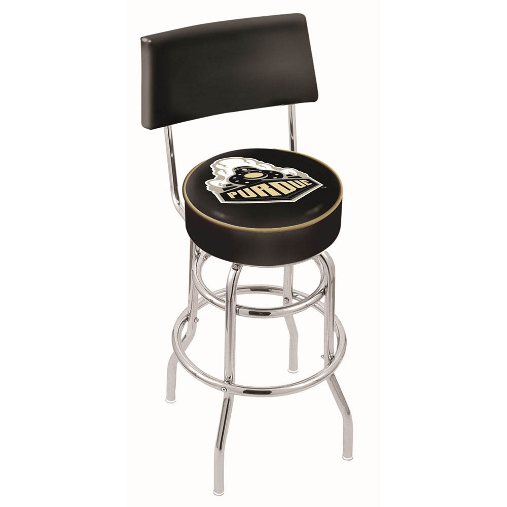 inch Chrome 2-Ring Purdue Swivel Bar Stool w/ Back