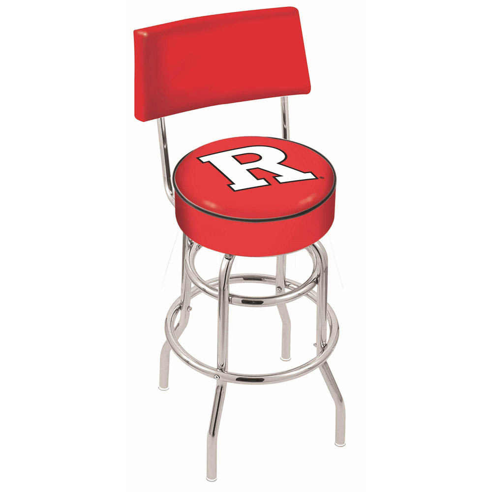 inch Chrome 2-Ring Rutgers Swivel Bar Stool w/ Back
