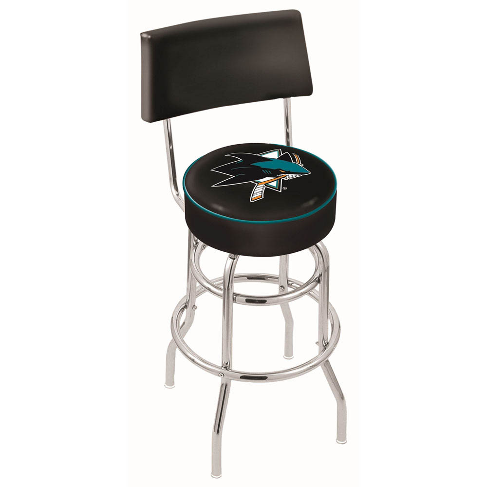 inch Chrome 2-Ring San Jose Sharks Swivel Bar Stool w/ Back