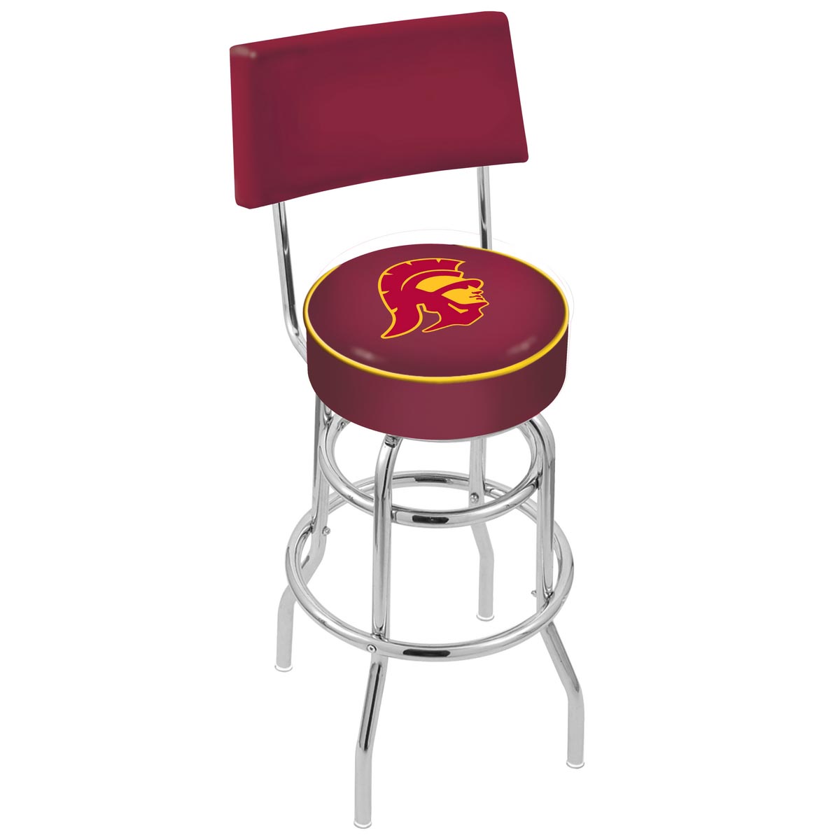 inch Chrome 2-Ring USC Trojans Swivel Bar Stool w/ Back