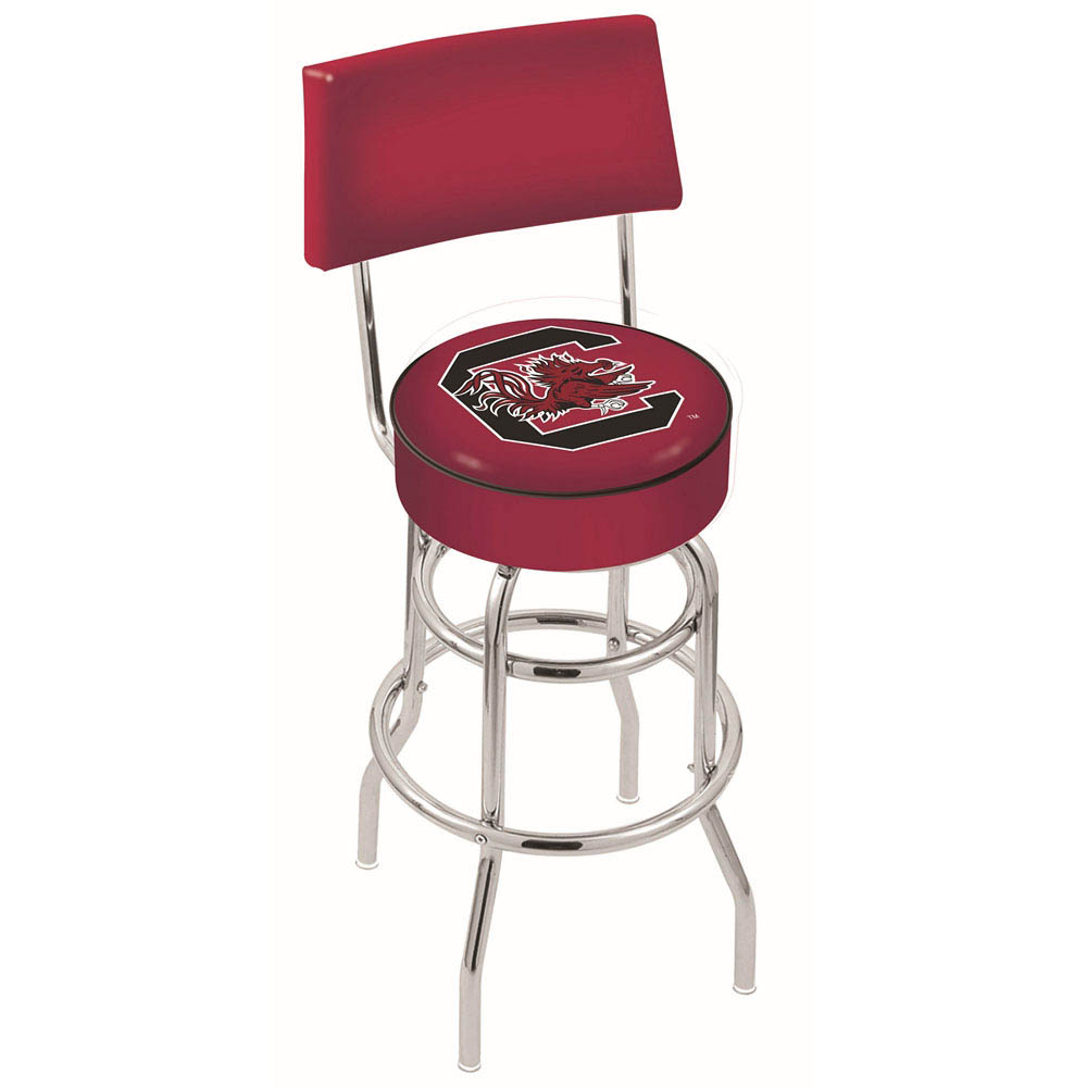 inch Chrome 2-Ring South Carolina Swivel Bar Stool w/ Back