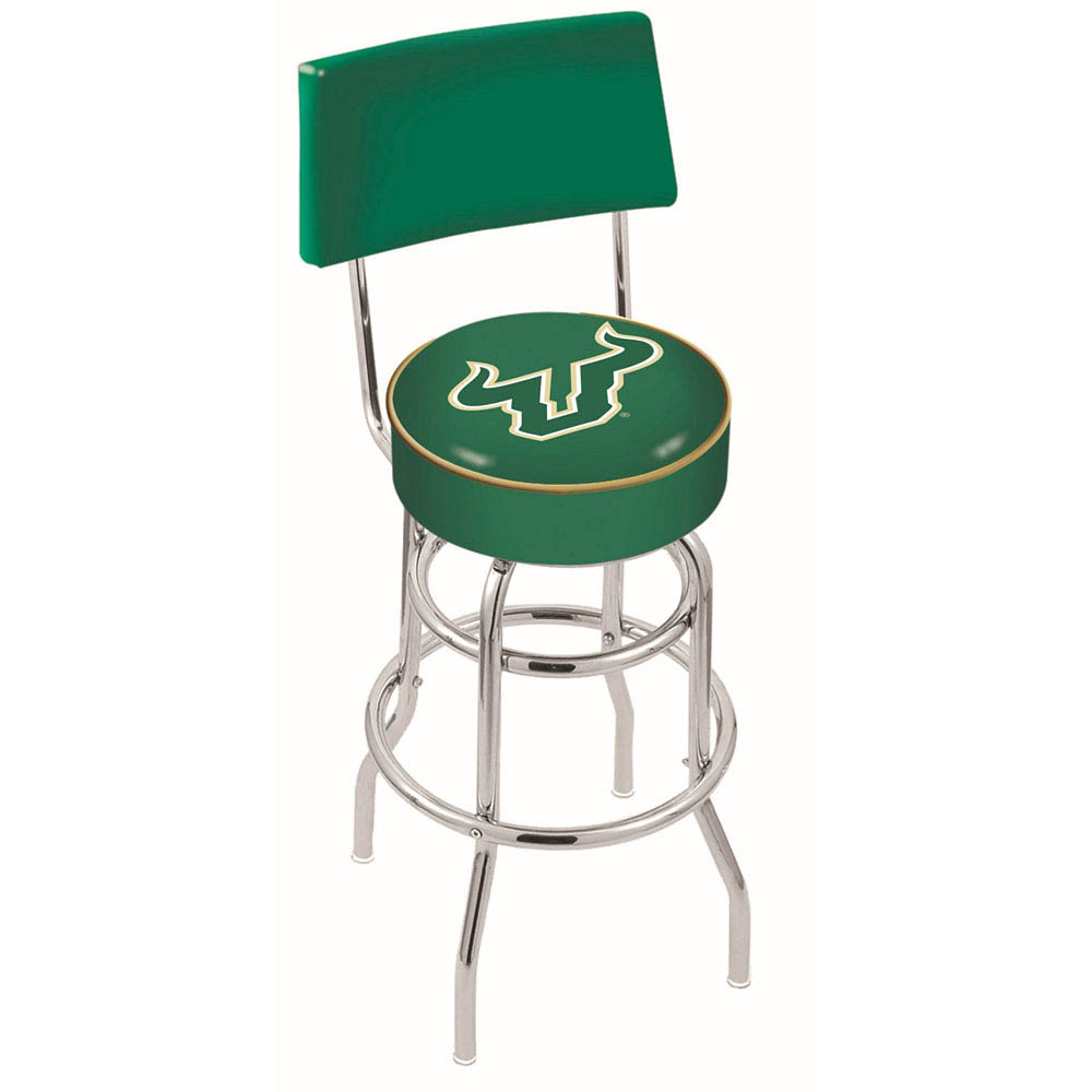 inch Chrome 2-Ring South Florida Swivel Bar Stool w/ Back