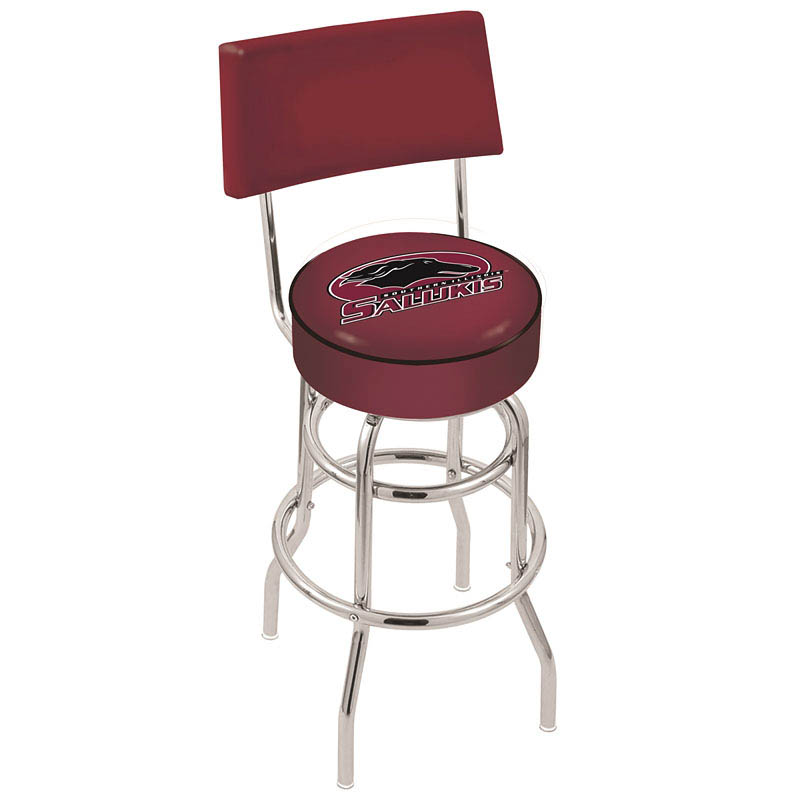inch Chrome 2-Ring Southern Illinois Swivel Bar Stool w/ Back