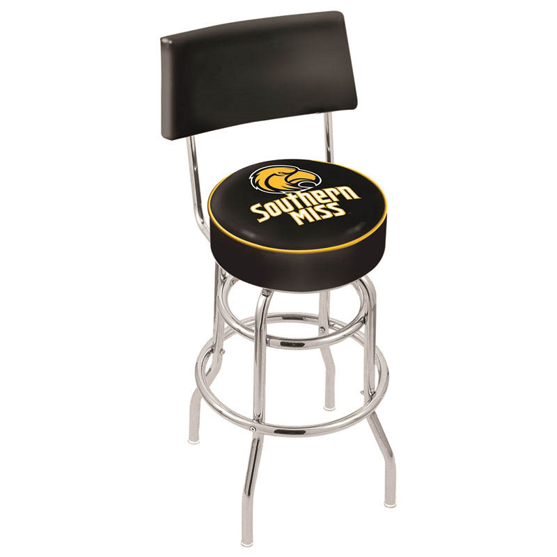 inch Chrome 2-Ring Southern Miss Swivel Bar Stool w/ Back