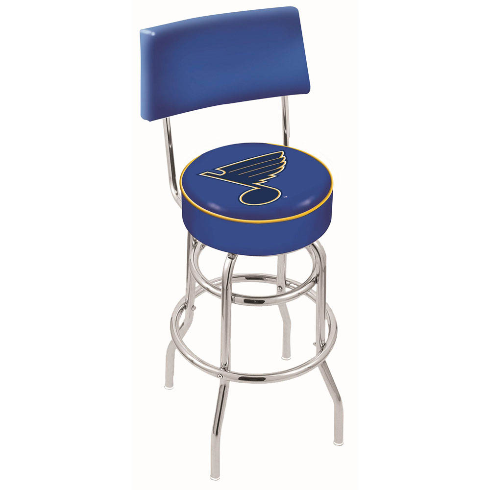 inch Chrome 2-Ring St Louis Blues Swivel Bar Stool w/ Back