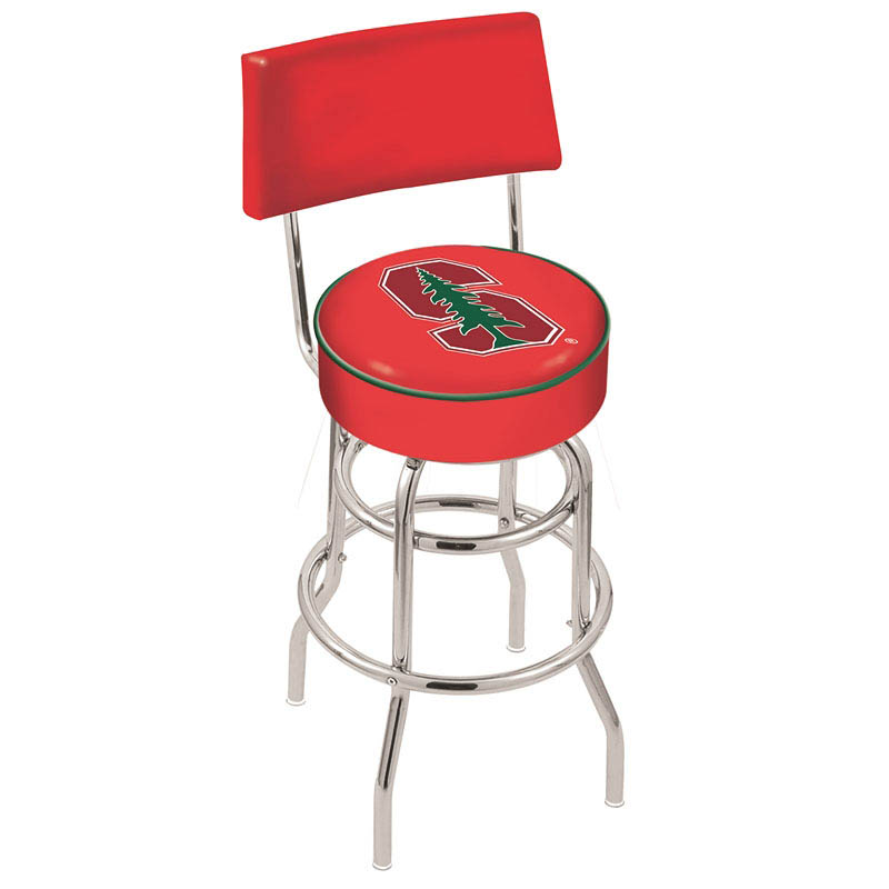 inch Chrome 2-Ring Stanford Swivel Bar Stool w/ Back