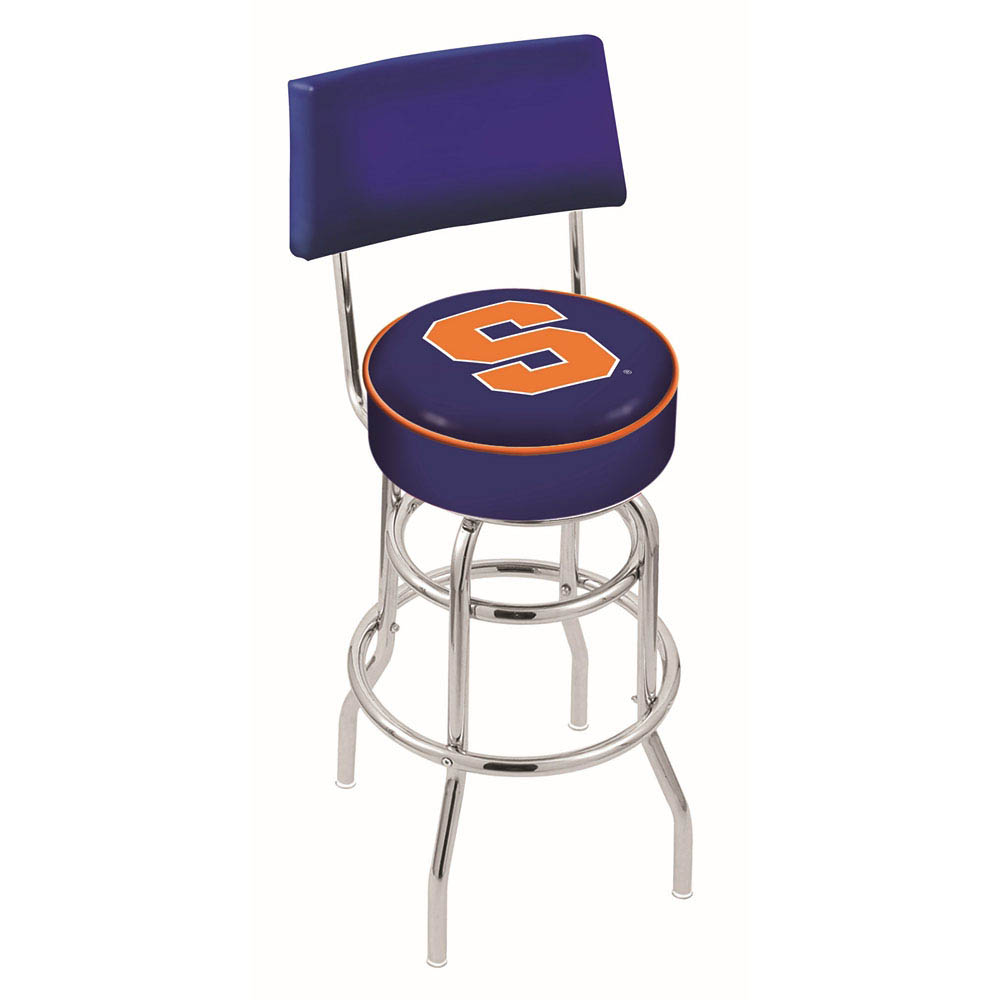 inch Chrome 2-Ring Syracuse Swivel Bar Stool w/ Back
