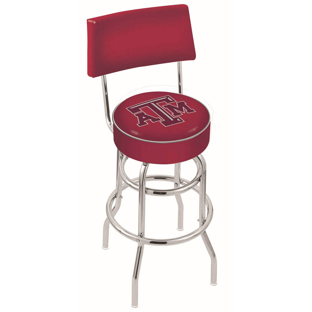 inch Chrome 2-Ring Texas A&M Swivel Bar Stool w/ Back