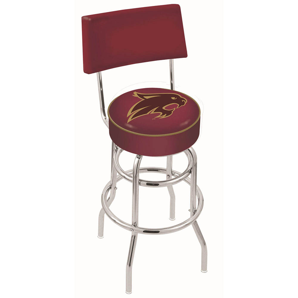 inch Chrome 2-Ring Texas State Swivel Bar Stool w/ Back