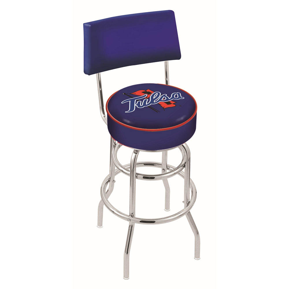 inch Chrome 2-Ring Tulsa Swivel Bar Stool w/ Back