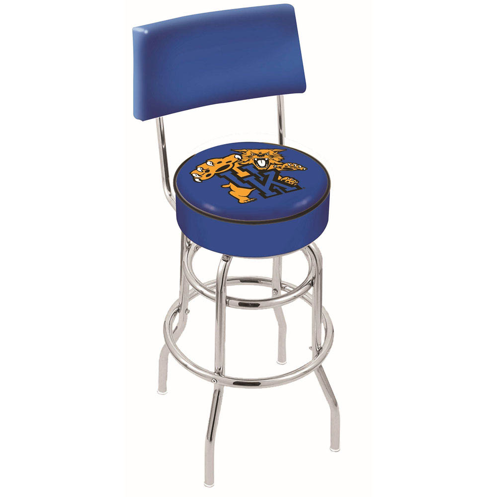 inch Chrome 2-Ring Kentucky Wildcat Swivel Bar Stool w/ Back