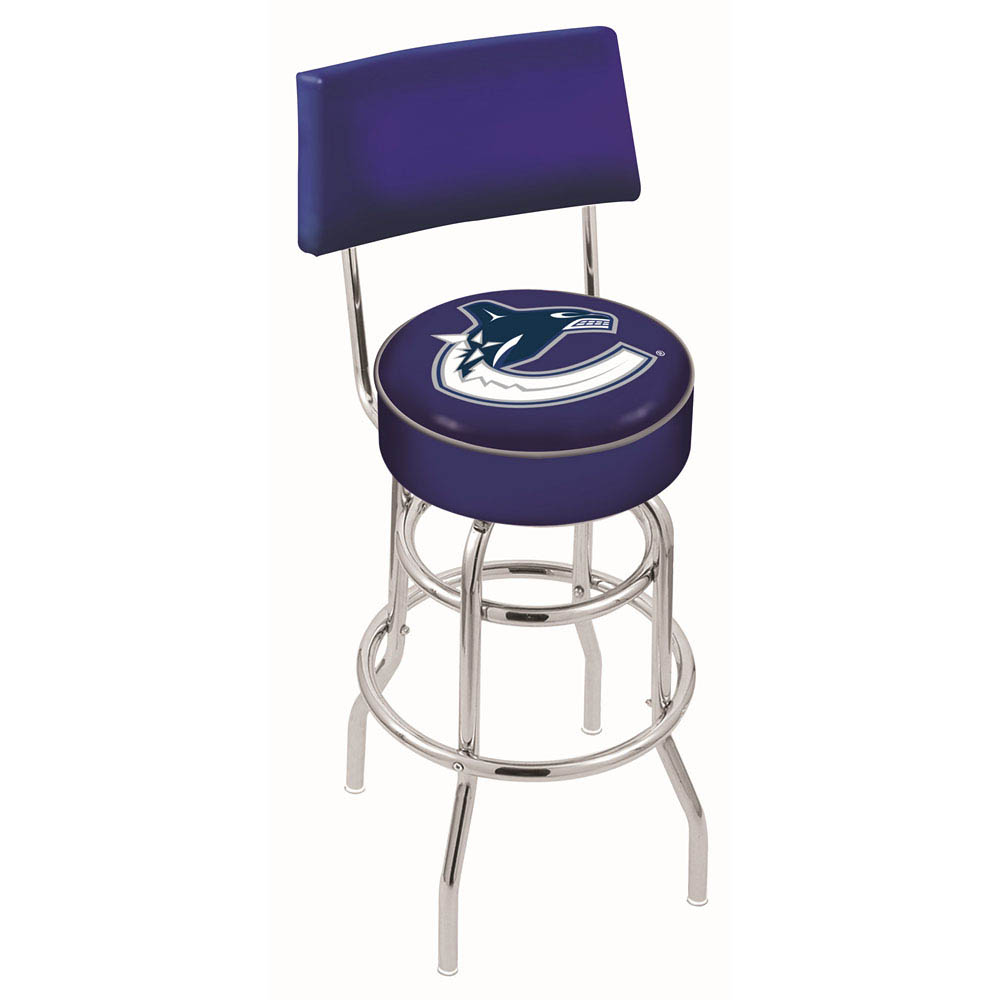 inch Chrome 2-Ring Vancouver Canucks Swivel Bar Stool w/ Back