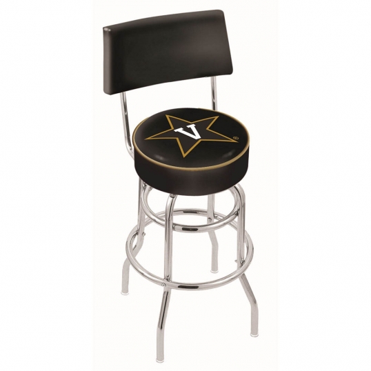 30 inch Chrome 2-Ring Vanderbilt Swivel Counter Stool w/ Back