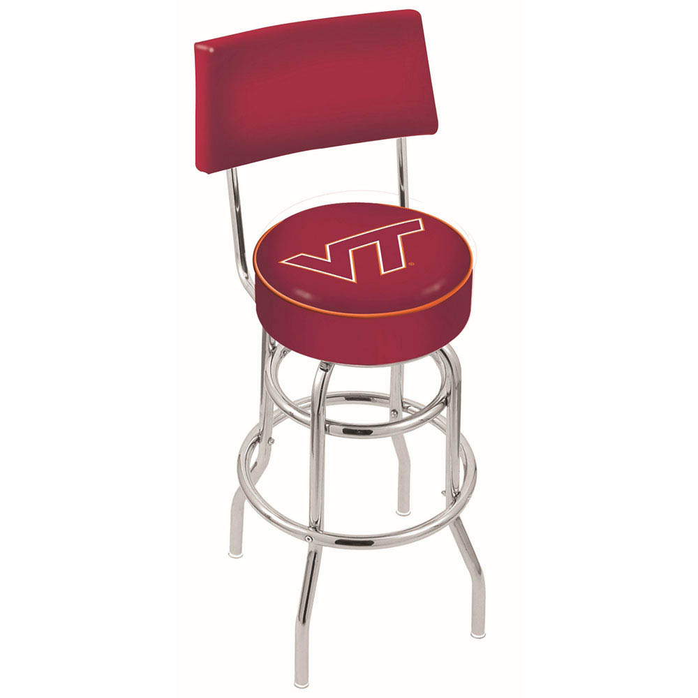 inch Chrome 2-Ring Virginia Tech Swivel Bar Stool w/ Back