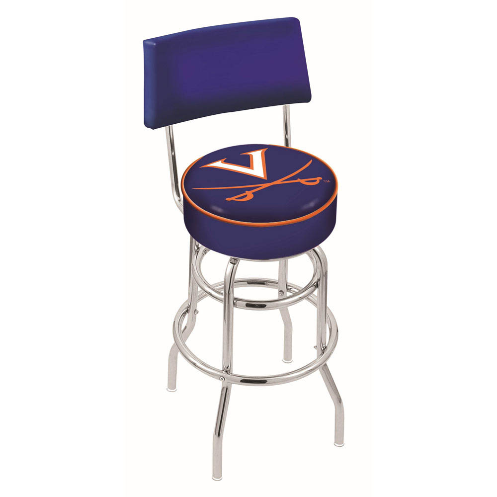 inch Chrome 2-Ring Virginia Swivel Bar Stool w/ Back