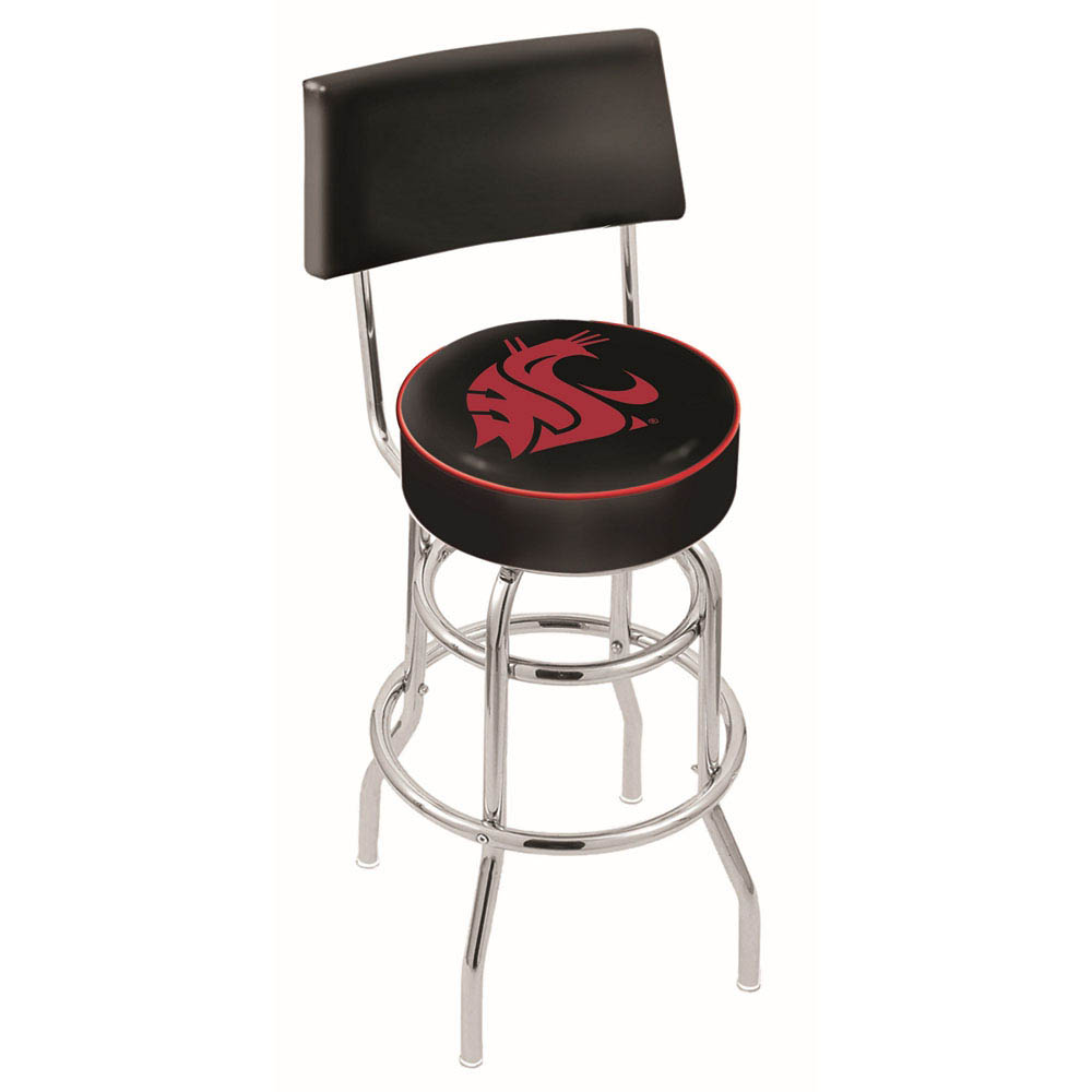 inch Chrome 2-Ring Washington State Swivel Bar Stool w/ Back