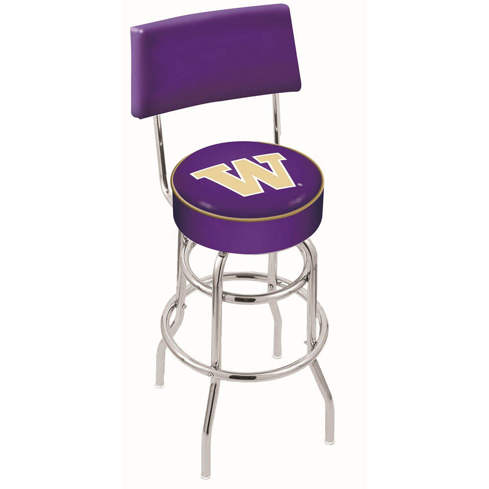 inch Chrome 2-Ring Washington Swivel Bar Stool w/ Back