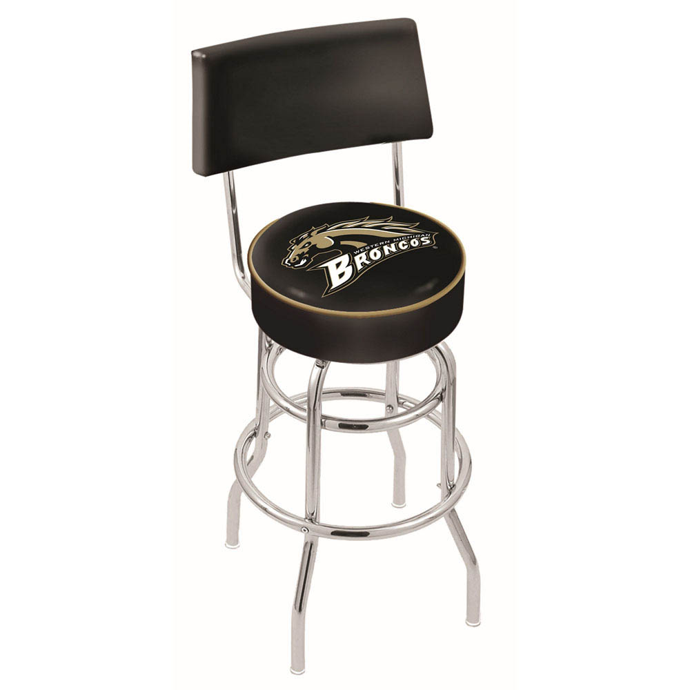 inch Chrome 2-Ring Western Michigan Swivel Bar Stool w/ Back