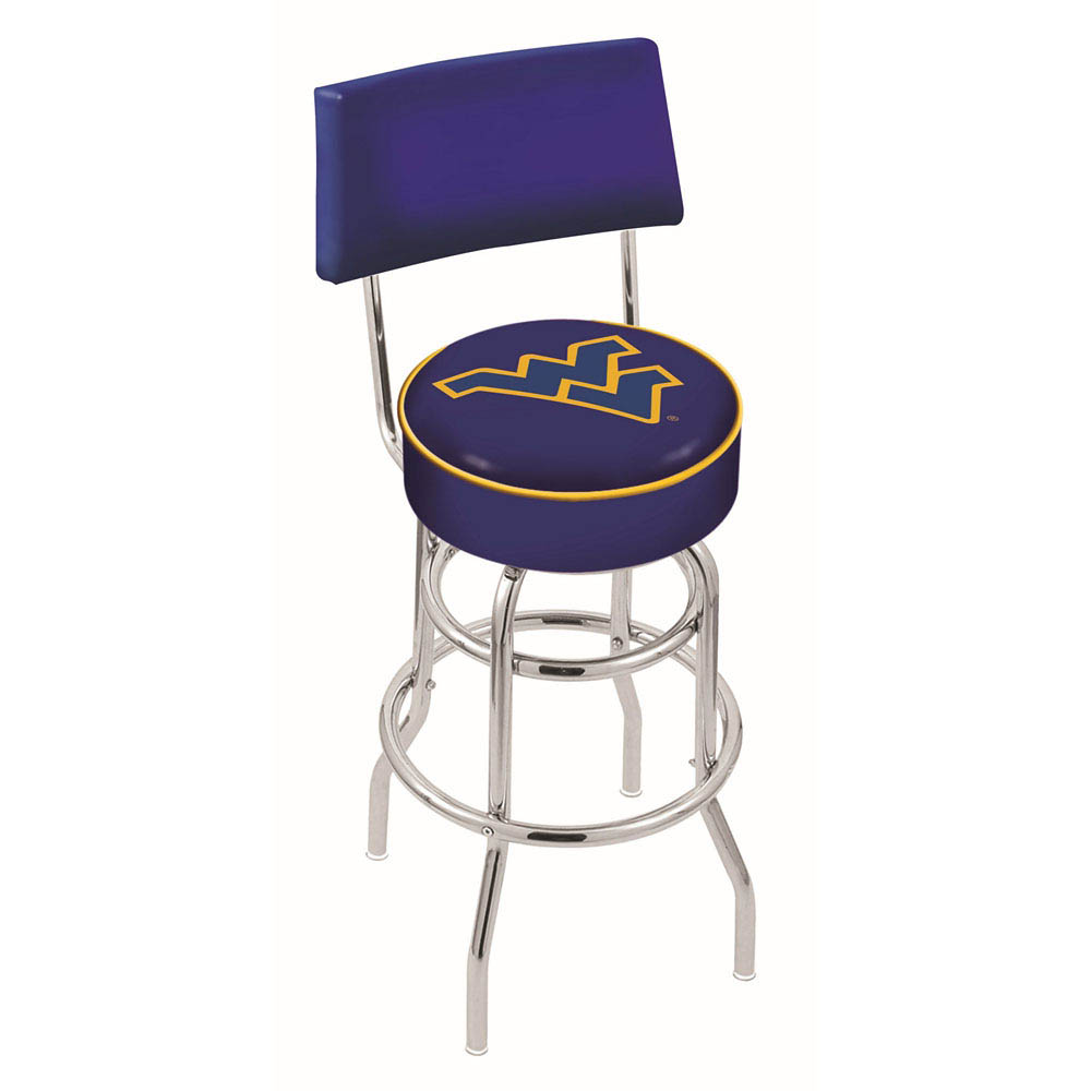 inch Chrome 2-Ring West Virginia Swivel Bar Stool w/ Back