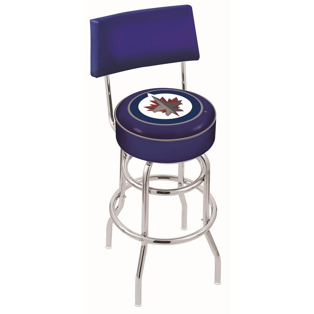 inch Chrome 2-Ring Winnipeg Jets Swivel Bar Stool w/ Back