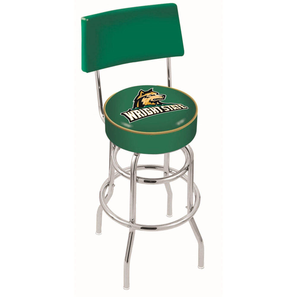 inch Chrome 2-Ring Wright State Swivel Bar Stool w/ Back