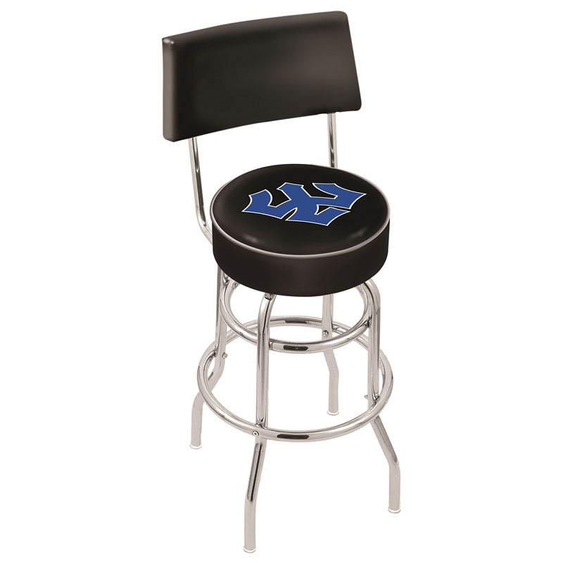 inch Chrome 2-Ring Washington & Lee Swivel Bar Stool w/ Back