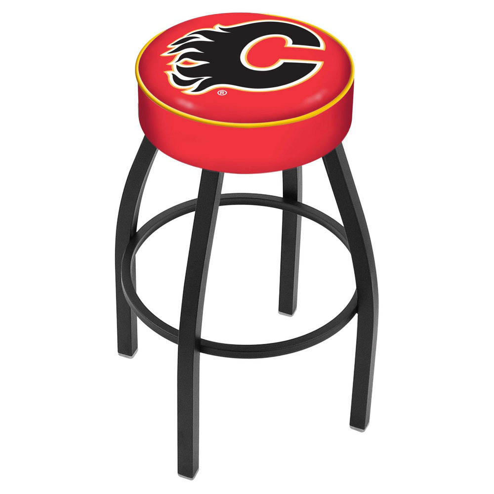 inch Calgary Flames Logo Swivel Bar Stool w/ Black Base